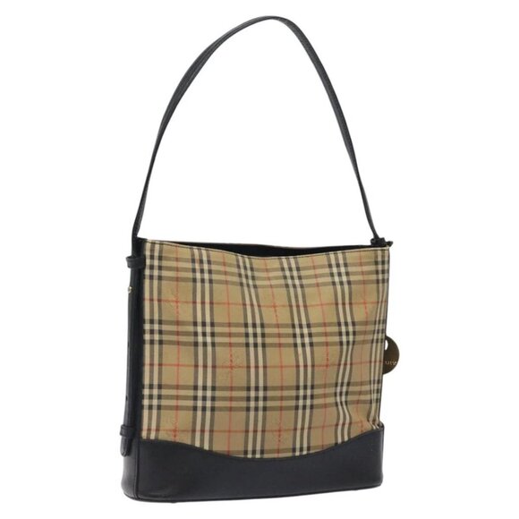BURBERRY Nova Check Shoulder Bag Canvas Beige Auth 120468 - Picture 1 of 16